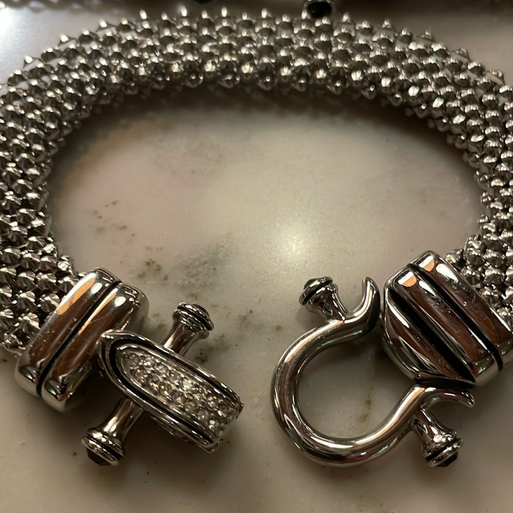 Emma Sky DSMK Stainless Steel Mesh Necklace & Bracelet Magnetic Pave Rhinestone